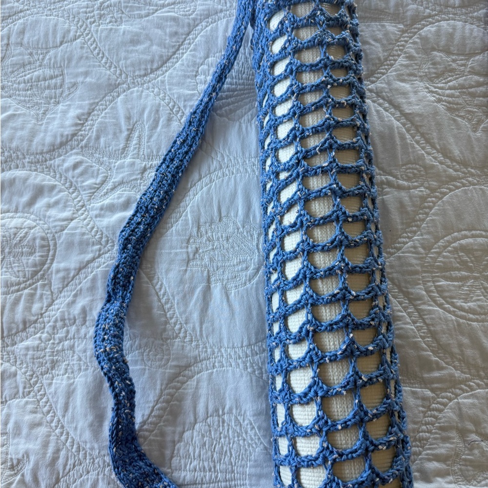 Blue Crochet yoga mat bag